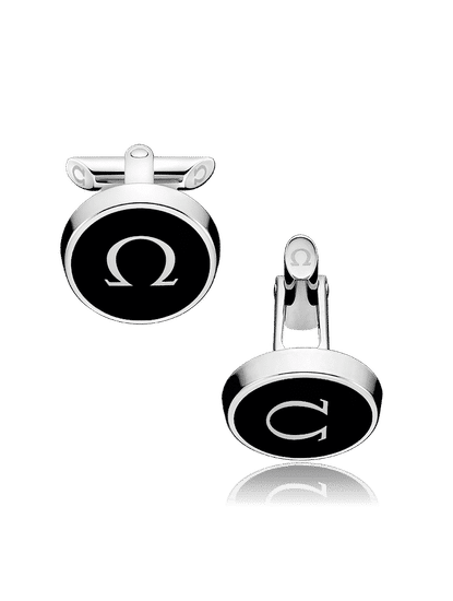 Stainless Steel  Black Lacquer Cufflinks