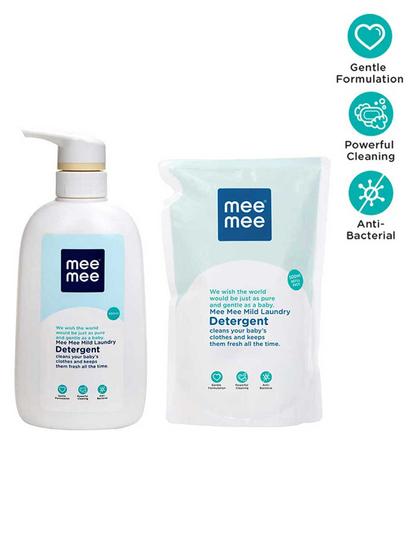 Mee Mee Mild Baby Liquid Laundry Detergent Bottle (500ml) with Refill Pack (500ml)