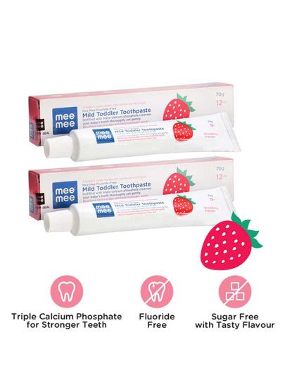Mee Mee Fluoride-Free Strawberry Flavor Toothpaste 70g (Pack of 2)