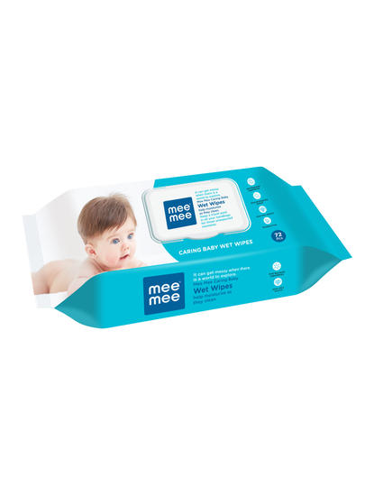 Mee Mee Caring Baby Wet Wipes with lid (Aloe Vera, 72 pcs)