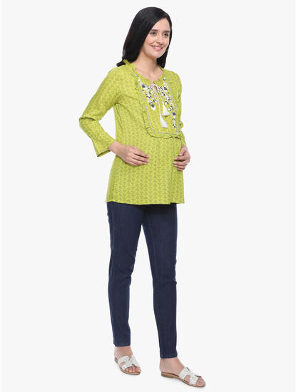 Mee Mee Stylish Maternity Top with Nursing Option – Green