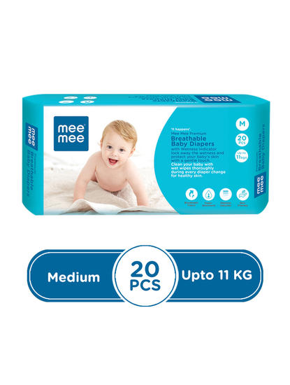 Mee Mee Premium Breathable Baby Diapers (Medium, 20 pcs)
