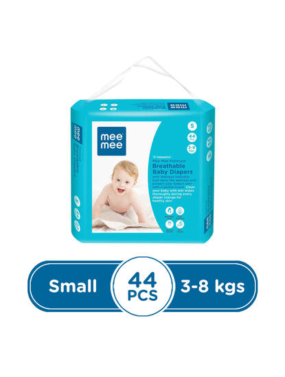 Mee Mee Premium Breathable Baby Diapers (Small, 44 pcs)