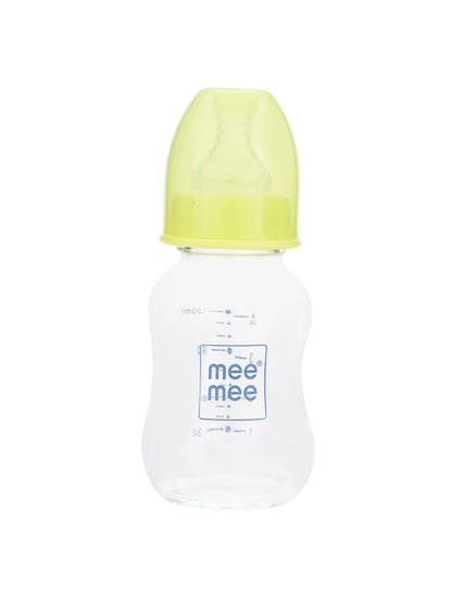 Mee Mee Premium Glass Feeding Bottle - Blue (125 ml)
