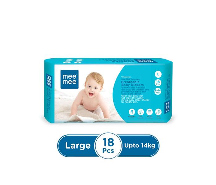 Mee Mee Premium Breathable  Baby Diapers (Large - 18 Pieces)