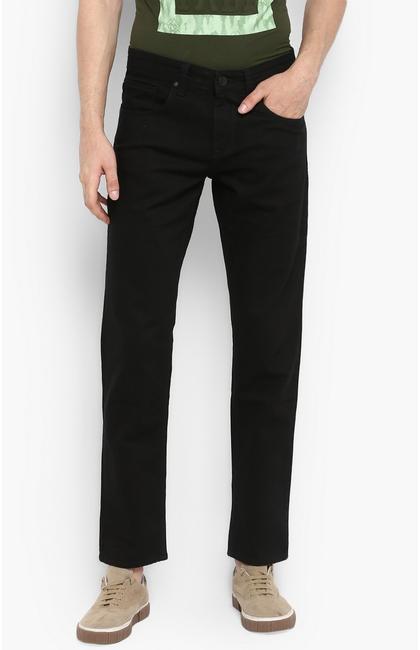Black Solid Regular Fit Jeans