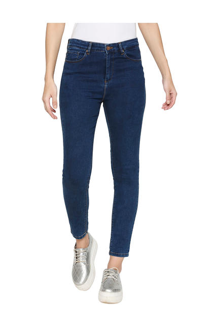 Spykar Blue Cotton High Rise Super Skinny Ankle Length Fit Jeans (Alexa)