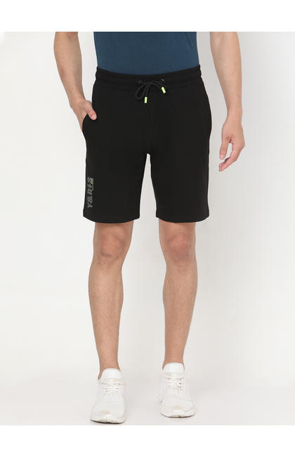 Spykar Black Cotton Shorts
