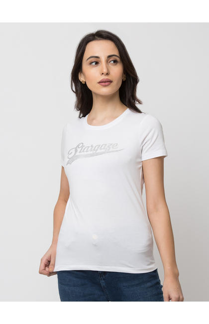 Spykar Cotton White T-Shirts