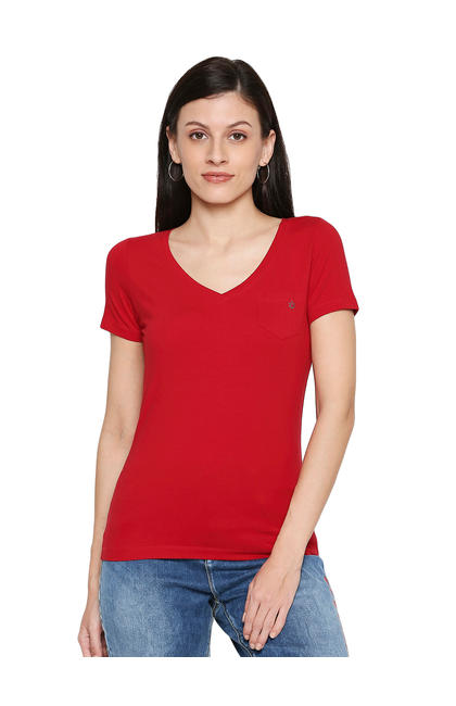 Spykar Cotton Red T-Shirts