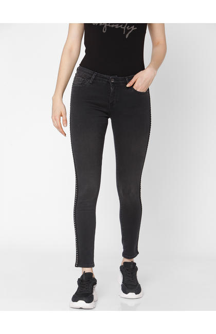 Spykar Black Cotton Women Jeans (BOYFRIEND FIT)