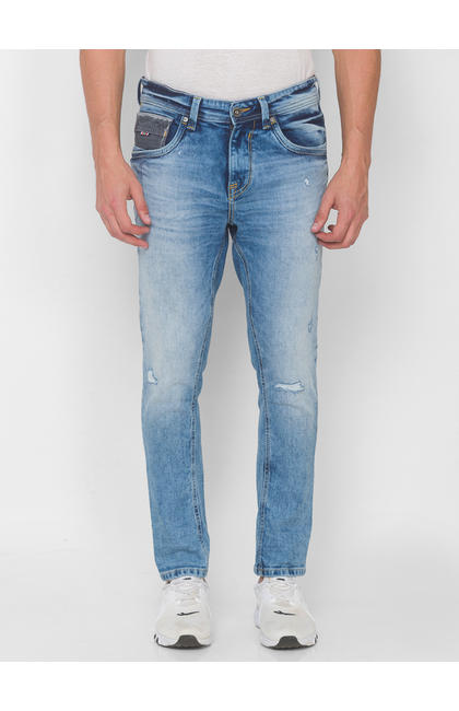 Spykar Mid Blue Solid Regular Low-Rise Jeans (Rover)