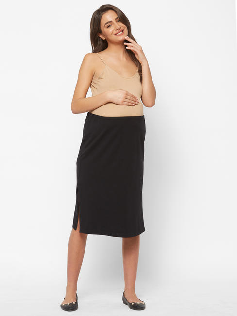 Stylish Black Cotton Maternity Skirt 