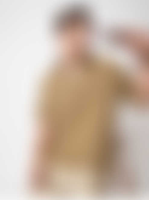 Camel Beige Curved Schiffli Oversized Polo Shirt