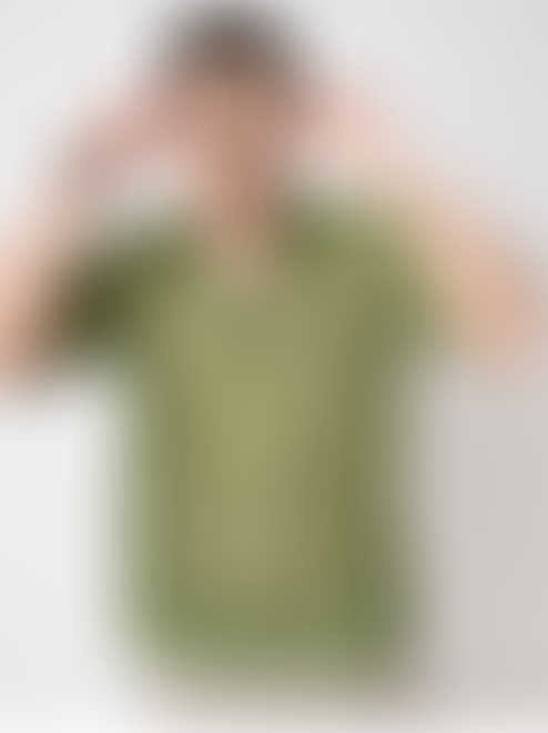 Moss Green Crochet Oversized Polo Shirt