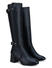 Black Knee High Boots With Buckle Embellishment