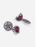 Pink Ruby Silver Plated Oxidised Floral Jhumka Earring