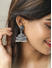 White Beads Silver Plated Oxidised Tribal Jhumka Earring