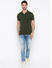 Olive Solid Slim Fit Polo T-Shirt