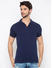 Ink Blue Solid Slim Fit Polo T-Shirt