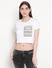 White Printed Crop Fit T-shirt