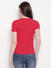 Red Solid Henley Neck Top