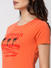 SPYKAR Orange Lycra jersey Regular Length T SHIRTS