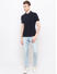 Navy Solid Slim Fit Polo T-Shirt