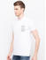 White Printed Slim Fit Polo T-Shirt