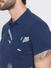 Blue Printed Slim Fit Polo T-Shirt