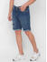 Spykar Mid Blue Solid Relaxed Low-Rise Shorts (Denim Shorts)
