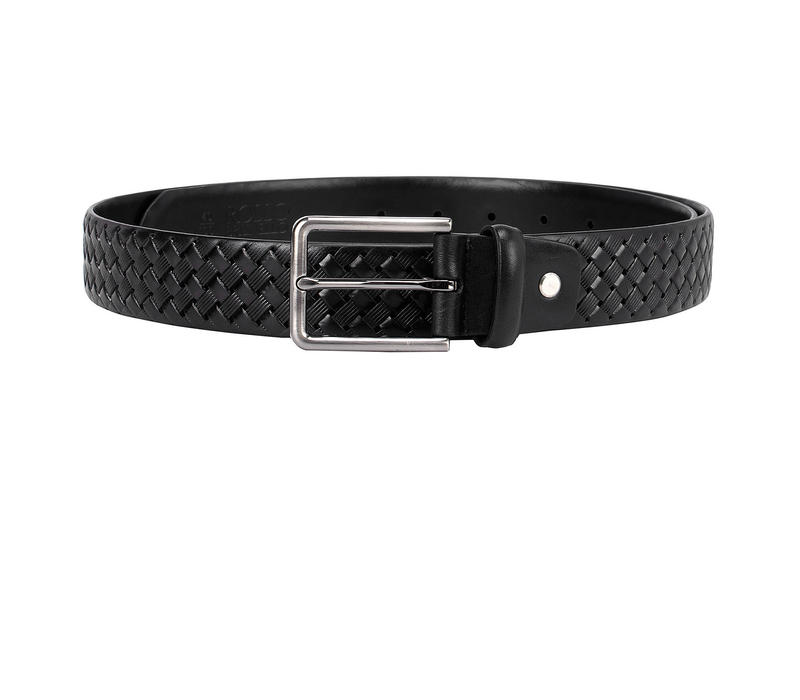 Black Woven Pattern Leather Belt