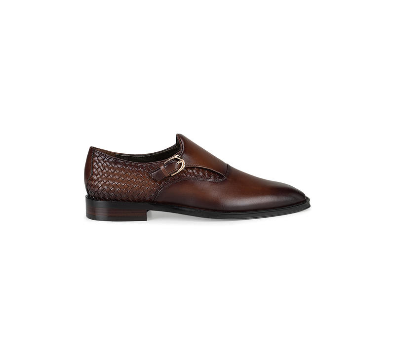 Brown Loafers With Woven Texture