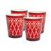 Set of 4 Sparkle Red and Gold Glass Tumbler