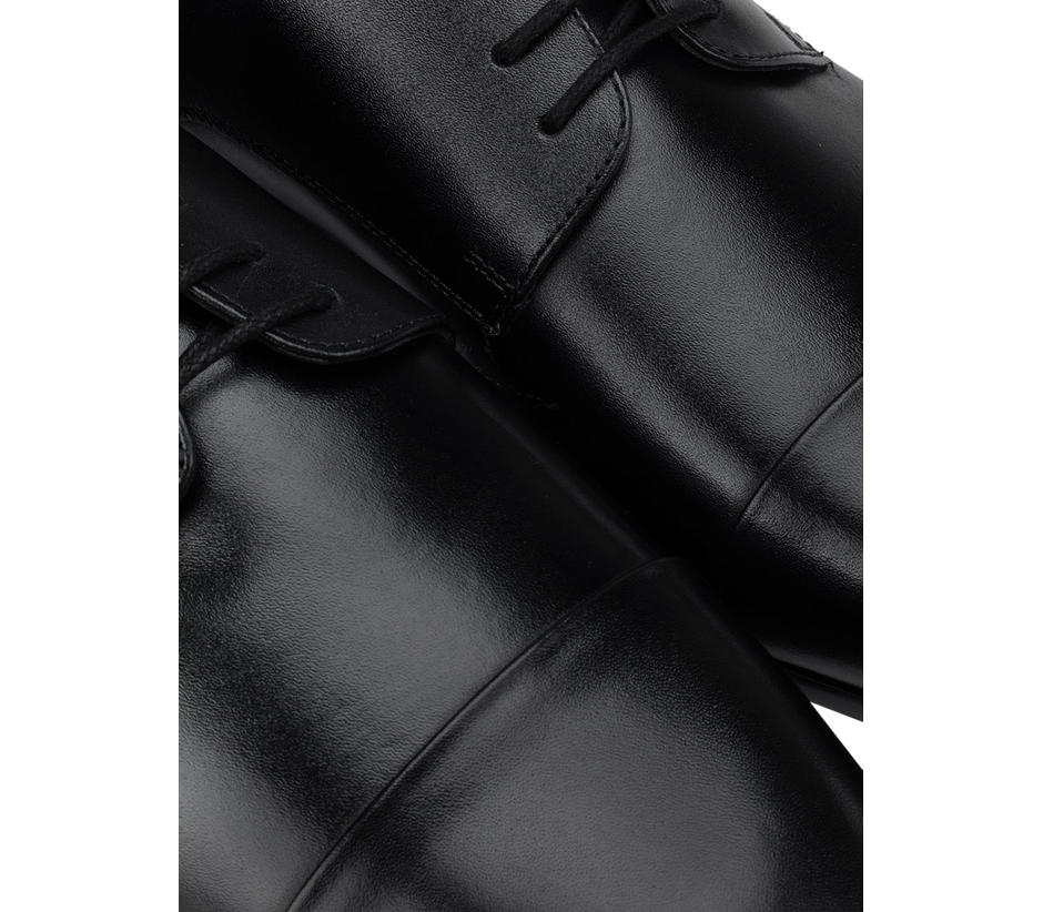 Black Leather Cap Toe Lace Ups