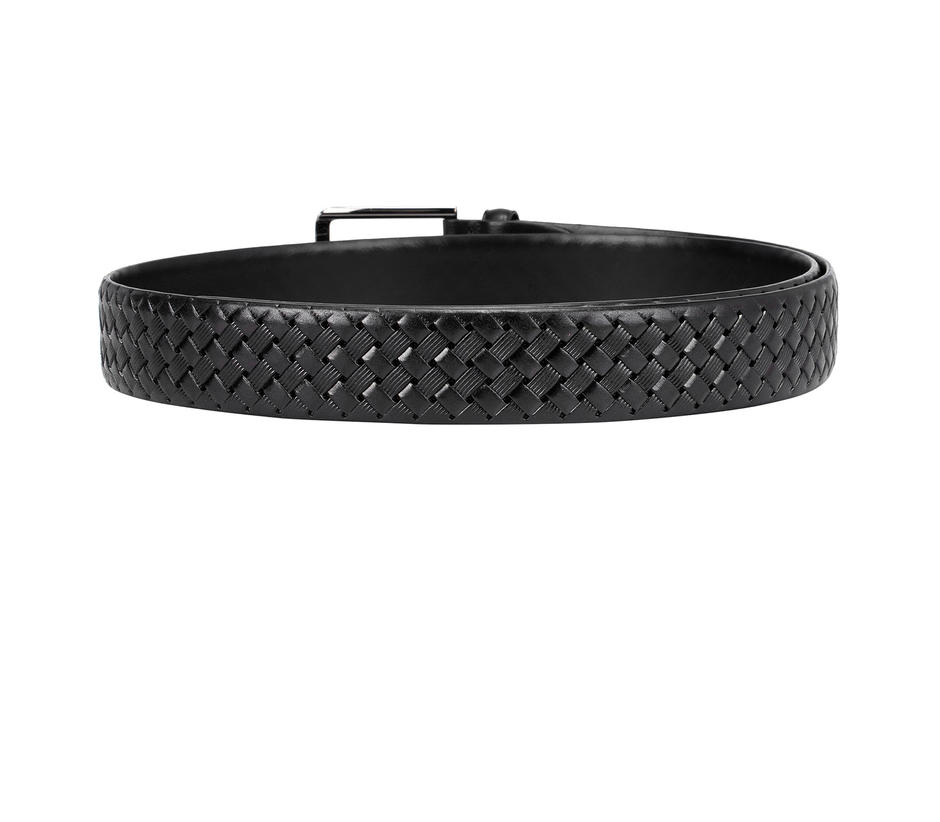 Black Woven Pattern Leather Belt