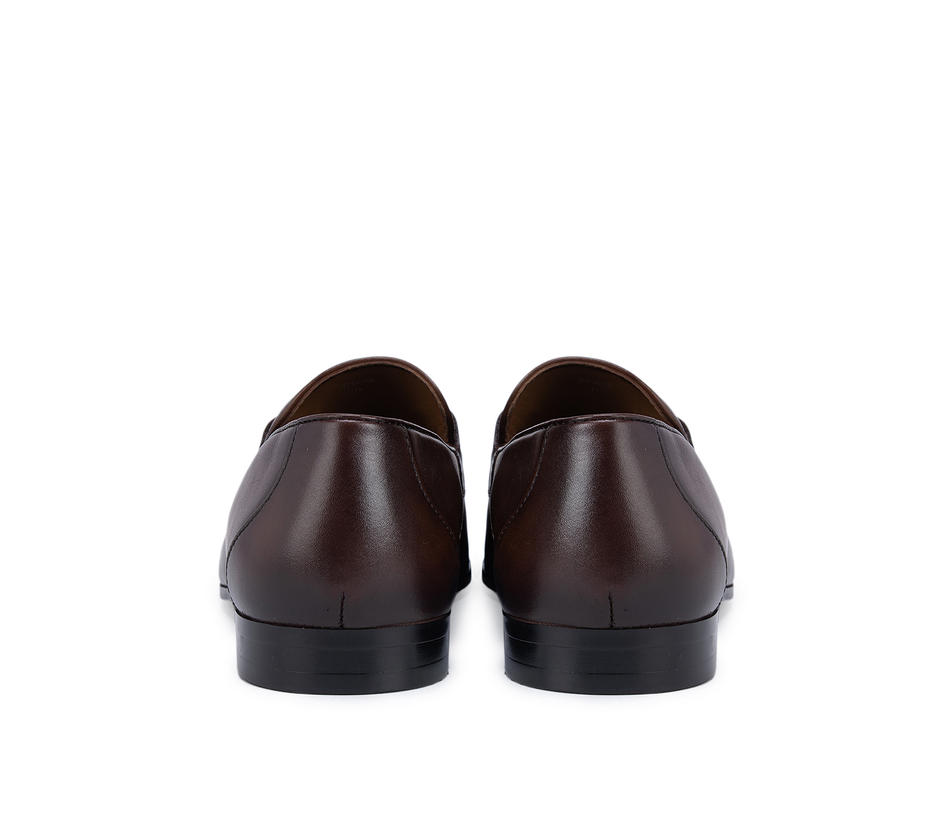 Brown Plain Loafers With Embellishment