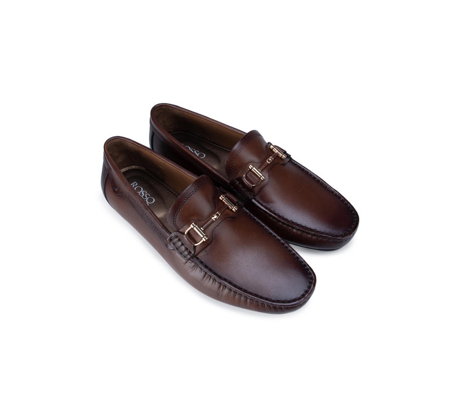 Brown Moccasins with Metal Embellishment