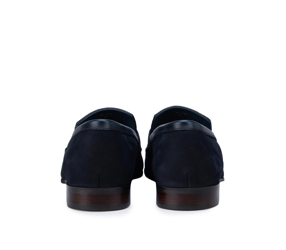 Blue Loafers with Leather Panel