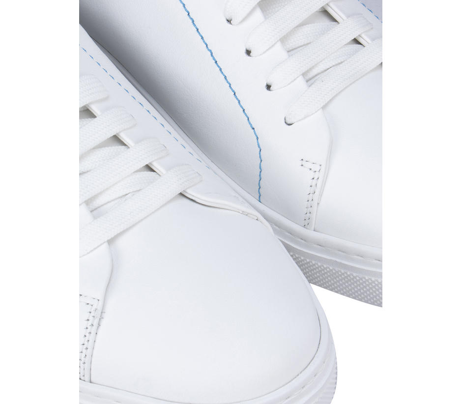 White and Blue Leather Sneakers