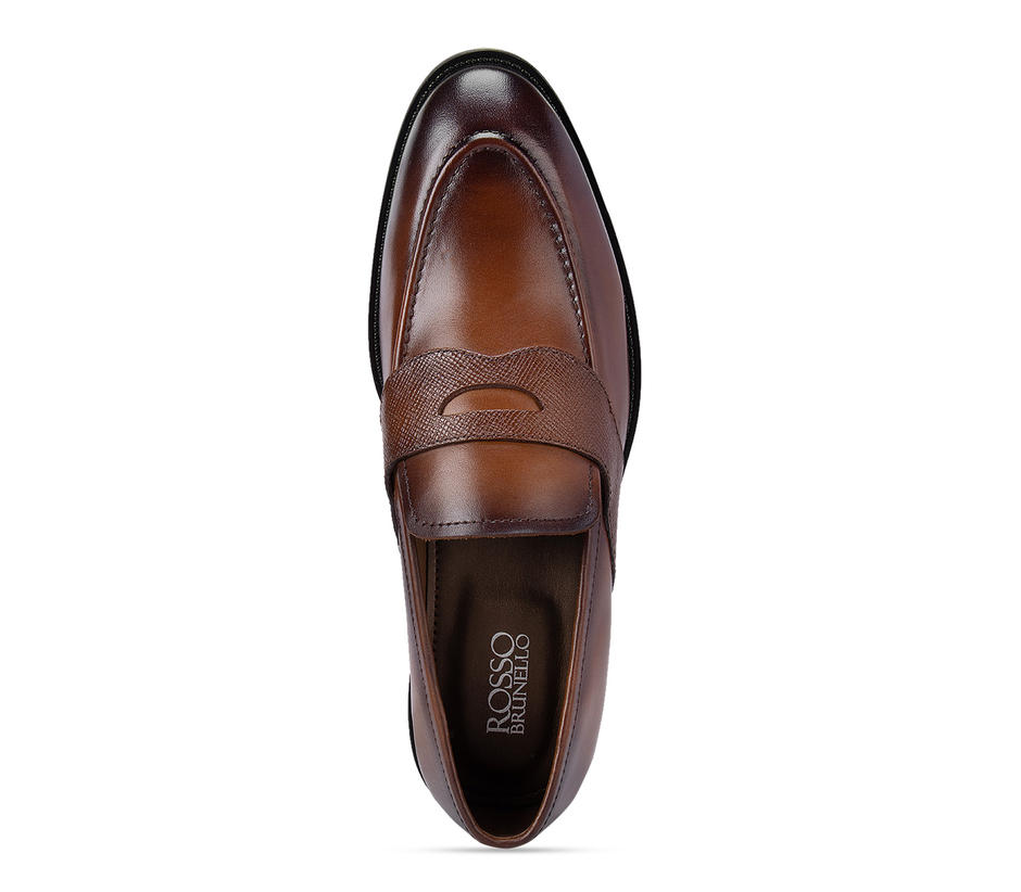 Tan Leather Panel Loafers