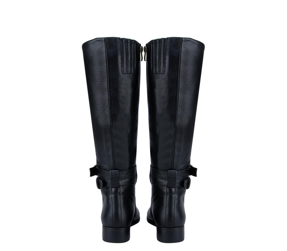 Black Textured Knee High Boots