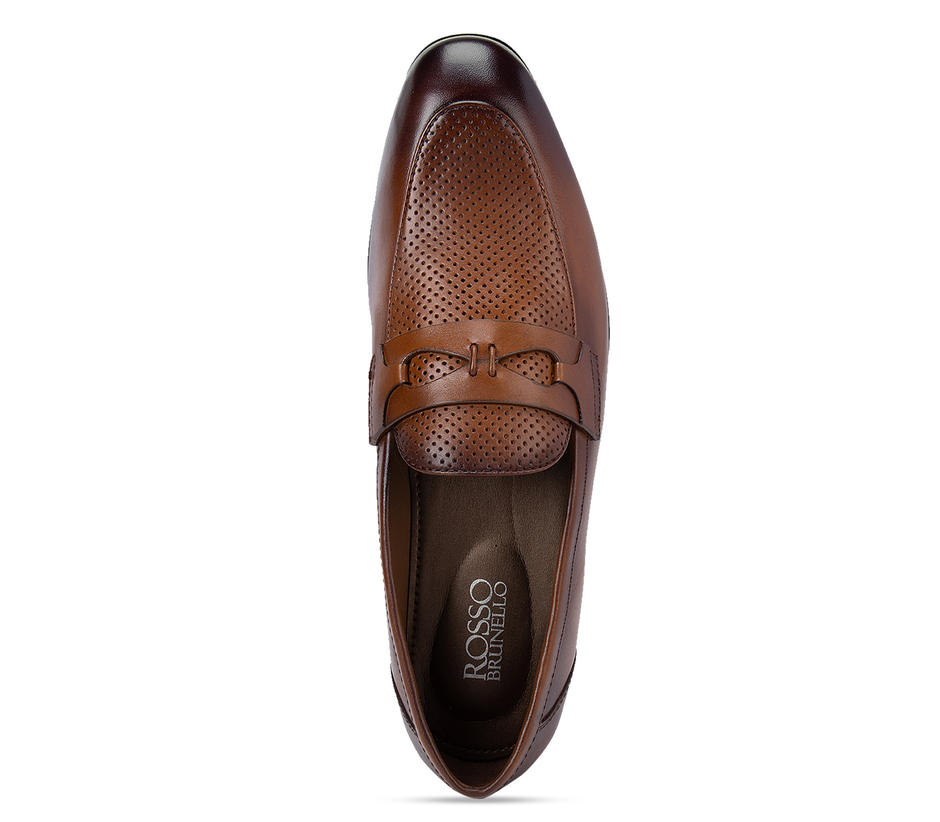Tan Perforated Loafers