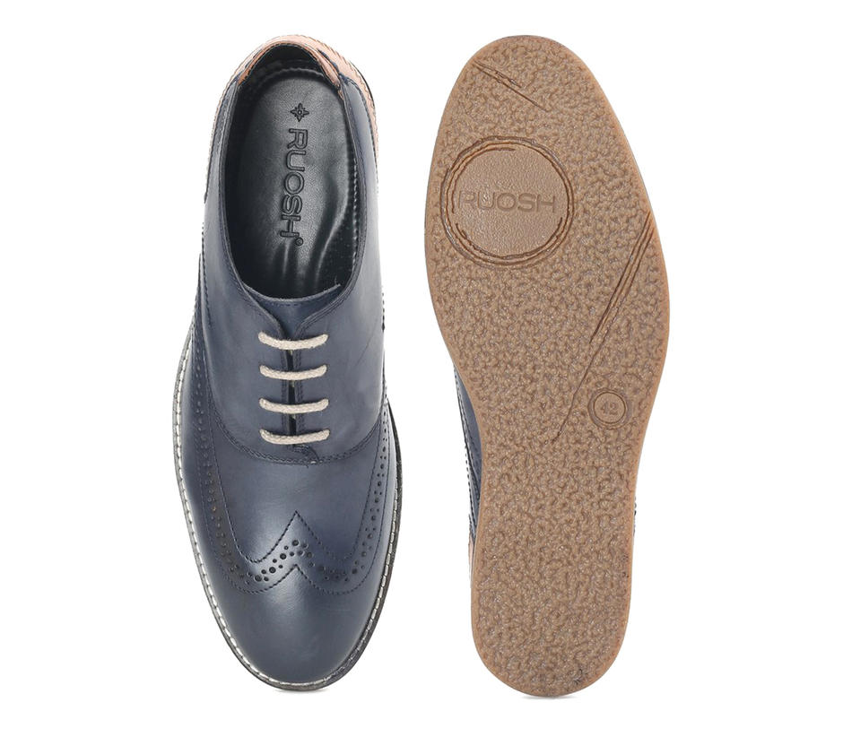 Buy Casual Blue Leather Lace-up Shoes 