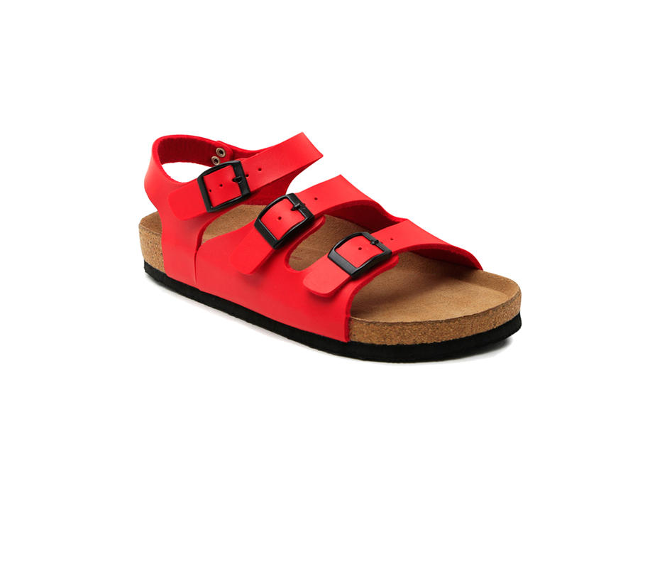leather red sandals